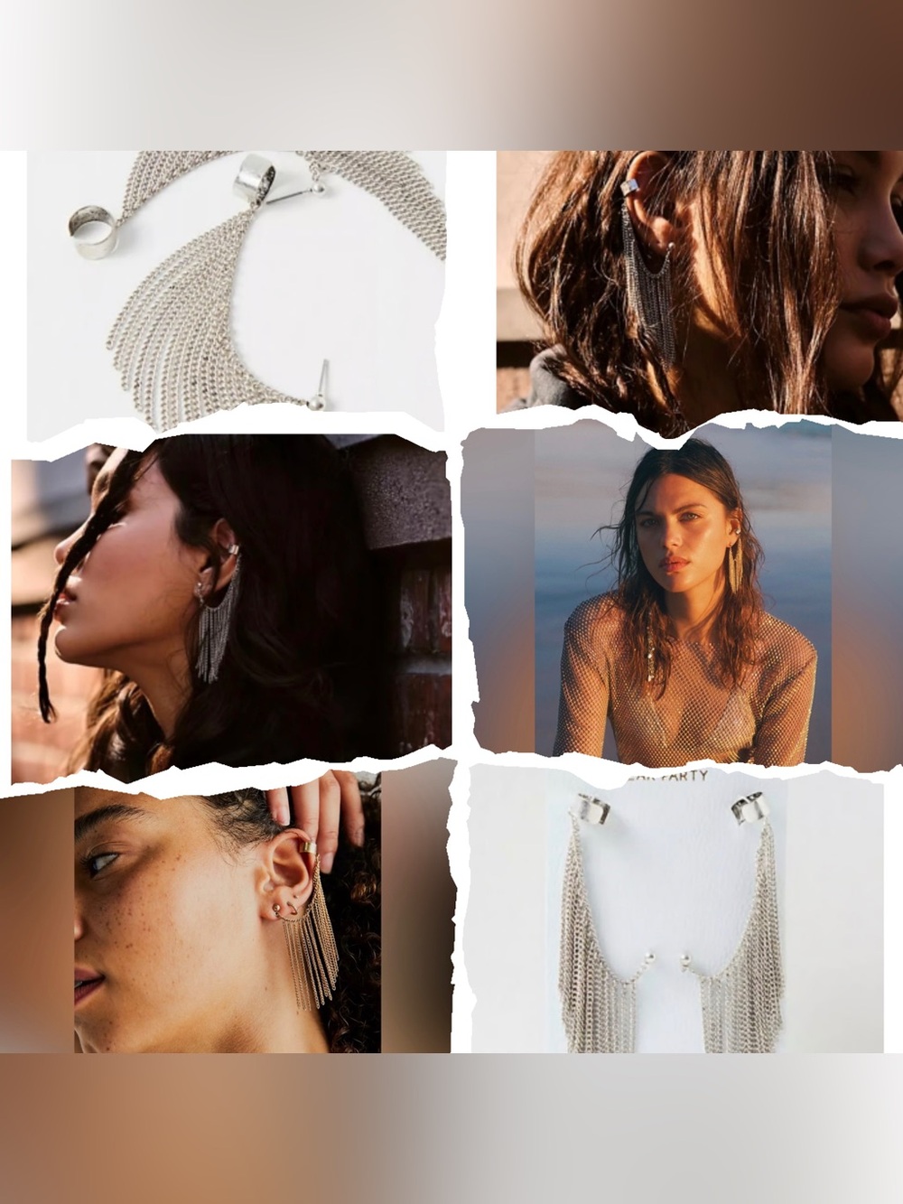 New! Free People “Breakfast Club” Ear Party Ear Cuff and Post Fringe Earrings